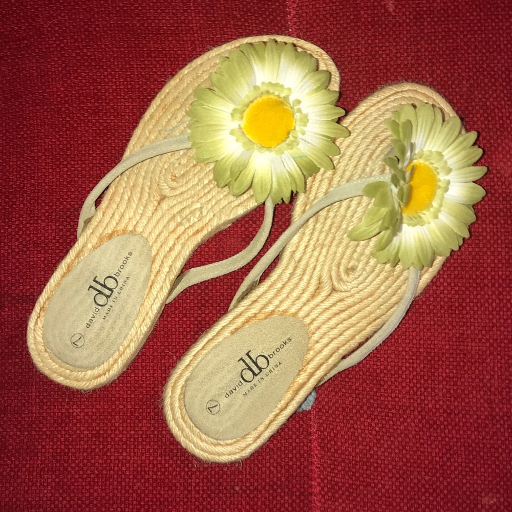 👠3/$18👠David Brooks Daisy Flip Flops Size 7